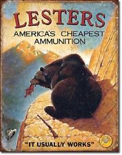 Lesters Americas Cheapest Ammo Humor Firearms Gun Hunt Wall Arft Decor Sign  picture