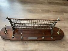 Antique NSWR Train/Bus Copper Brass Wall Wood Coat Hat Luggage Rack Master Suit picture