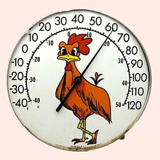 Vintage Jumbo Dial Ohio Thermometer Rooster Road Runner Chicken 12