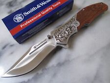 Smith & Wesson Unwavered Assisted Open Pocket Knife Fancy Folder 1193150 Wood picture