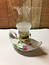 Vintage Mini Genie Ceramic Porcelain Oil Kerosene Lamp Moss Rose Aladdin  picture