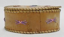 VINTAGE HAND MADE BIRCH BARK WITH SWEET GRASS BASKET WITH LID MADE IN CANADA picture