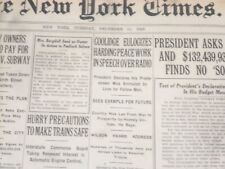 1923 DECEMBER 11 NEW YORK TIMES - COOLIDGE EULOGIZES HARDING PEACE WORK- NT 9219 picture