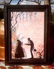 Vintage Silhouette Reverse Painted Convex Glass Belle and her Beau picture