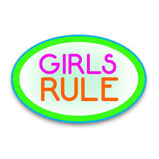Girls Rule Oval Magnet Decal, 4x6 Inches, Automotive Magnet picture