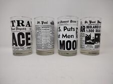 Pioneer Press St. Paul Dispatch  Drinking Glasses Moon, lindbergh, ww2 set of 4 picture