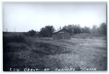 c1960 CBQ Depot Conway Iowa IA Railroad Train Depot Station RPPC Photo Postcard picture