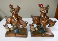 Antique Bookends: Clown Minstrel on Burro; Books; K & O, Gray Metal; c1932 picture