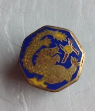 VINTAGE/ESTATE Chinese Cloisonné Octagonal Trinket Box Cobalt Blue, Gold Dragons picture