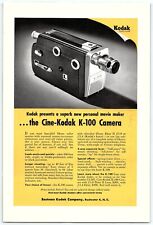 1940s KODAK CAMERAS THE CINE-KODAK K-100 CAMERA FULL PAGE PRINT AD Z4572 picture