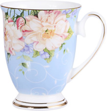 AWHOME Royal Fine Bone China Coffee Mug Assorted colors Tea Cup 11 oz (1, blue) picture