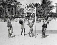 Playful 1930s Girls in Swimsuits Photo - Miami - Law Requires Full Bathing Suits picture