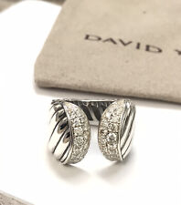 David Yurman Sterling Silver 925 Sculpted Cable Pave Diamond Ring Size 7 picture
