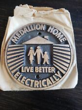 Vintage Medallion Home Live Better Electrically Bronze Badge 1950s 3” picture