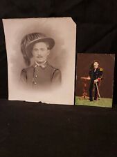 ITALIAN SOLDIER BERSAGLIERI 1882 OFFICER HAND COLORED & ANTIQUE PHOTOGRAPH LOT 2 picture