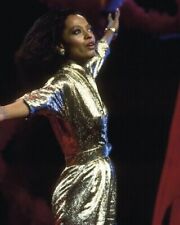 Diana Ross 1970's in gold lame jumpsuit performing on TV show 8x10 inch photo picture
