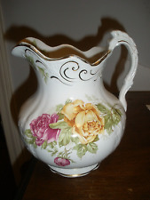 ANTIQUE BUFFALO POTTERY PITCHER CAIRO PATTERN FLORAL GOLD 8 INCHES TALL picture