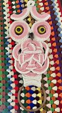 Vtg. Pink Granny Crochet Owl Owl Holder Kitschy picture