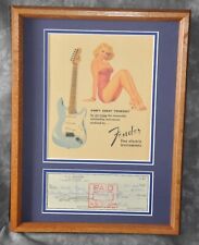 Leo Fender Signed Autographed 1968 Business Check w/ Stratocaster Pin-Up Print picture