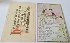 2 Antique Greetings Postcards Embossed Roses picture