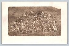 RPPC Large Crowd of Men & Boys Sit on Hill CYKO 1904-1920s VINTAGE Postcard 1322 picture