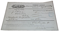 APRIL 1868 VERMONT CENTRAL RAILROAD FREIGHT BILL COLBY BROTHERS WATERBURY picture