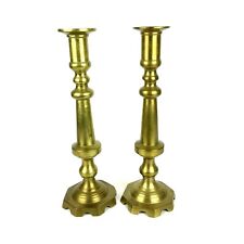 Chunky Brass Taper Candle Holders 13.75 inch Patina Mosy SA Mexico picture