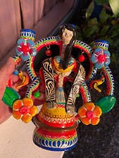 Vintage 60s Day of Dead Tree of Life Candelabra Mexican Hispanic Pottery picture
