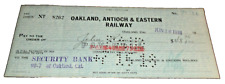 JUNE 1918 OAKLAND ANTIOCH & EASTERN RAILWAY COMPANY EMPLOYEE PAY CHECK #8262 picture