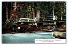c1910 Log Wagon Road Bridge Lake Nisqually River Washington WA Vintage Postcard picture