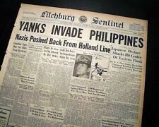 Leyte Gulf in PHILIPPINES Douglas MacArthur RETURNS 1944 World War II Newspaper picture