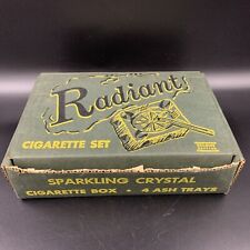 VTG  RADIANT Cigarette Box 4 Ashtrays Smoking Set COLONY Crystal USA picture
