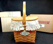 Longaberger 2001 Mother's Day Vintage Blossoms Basket Protector Liner Lid Tie-on picture
