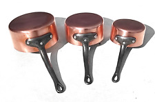 Vintage French Copper Saucepan Set of 3 Made in France Aluminium Lining 2mm 4lbs picture