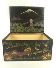 Antique Butterfly Chop Japan Tea Metal Box Worden Grocer Grand Rapids MI picture