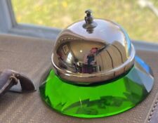 Vintage Luxury HOTEL Front Desk Counter Bell EMERALD GREEN Glass Base GATSBY Oz picture