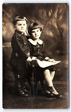 c1910 CUTE BOY AND GIRL LOIS AND BOBBIE HOFFMAN STUDIO PHOTO RPPC POSTCARD P4259 picture