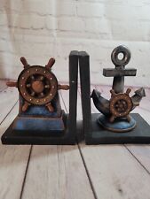 Nautical Ship Boat Archor And Helm Book Ends picture