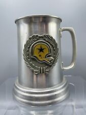 Vtg 1980s Dallas Cowboys Enamel Helmet Pewter Stein Beer Mug Clear Glass Bottom picture