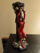 2007 Veronese - Fantasy Red Latex Goth Bondage Girl Candlestick Statue RARE OOP picture