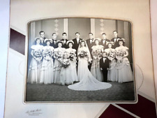 Vintage Wedding Photo Black & White 1948 La Salle Studio Wyandotte MI picture