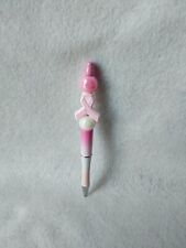 Handmade Beadable Pen - Breast Cancer Pink/White picture