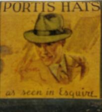 Vintage matchbook Portis hats as seen in Esquire swanback finish full unstruck  picture