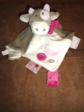 Security Blanket COW gray pink NOUKIE'S plush baby pacifier holder finder puppet picture