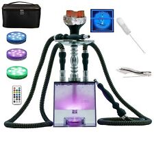 2 Hose Hookah Set,Portable Micro Modern Cube Acrylic Hookah with Silicone Hoo... picture