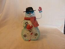 Whimsical Metal Multicolor Snowman  Tea Light Candle Holder 7.5