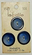 Vintage La Petite #4582 7/8 inch 2 hole button 3 on Card Navy Blue NOS picture