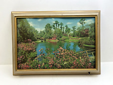 Vintage LIGHTED WALL ART mid century modern Landscape Helmscene Cypress Gardens picture
