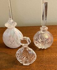 Lot Of 3 Vintage Glass Crystal Perfume Bottles with Stoppers Mikasa Cristal Art picture