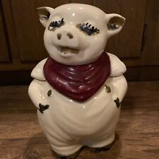 Vintage 1940s Shawnee Pottery Smiley Pig Cookie Jar With Maroon Scarf picture